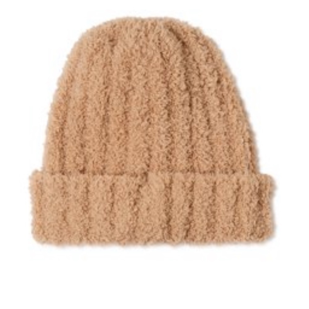 Women's Plush Ribbed Beanie Hat